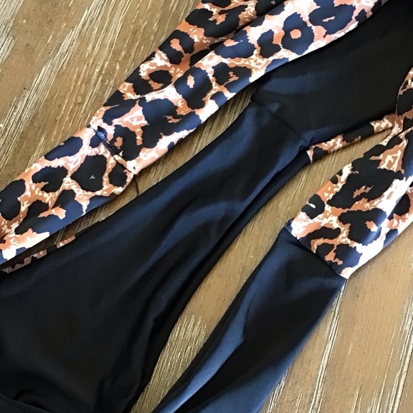 Shein Womens 2pc Colorblock Leopard Print Ladder Trim Bikini Set Size Large - Picture 5 of 6